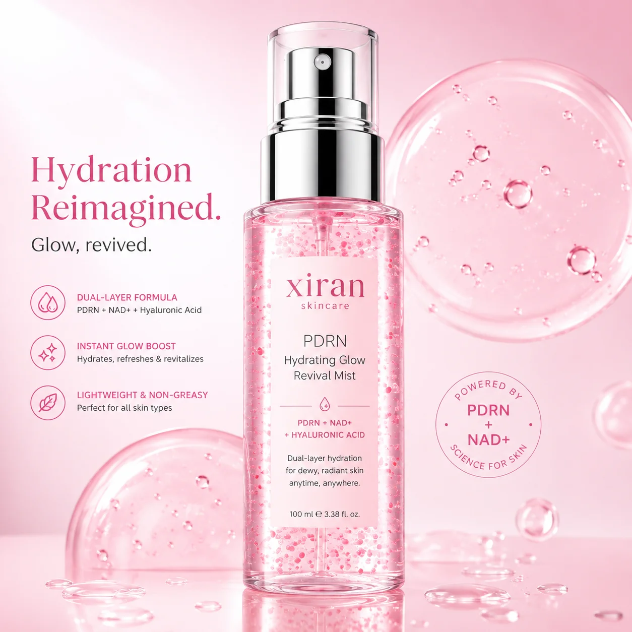 Private Label PDRN + NAD+ Glow Serum Mist for Face